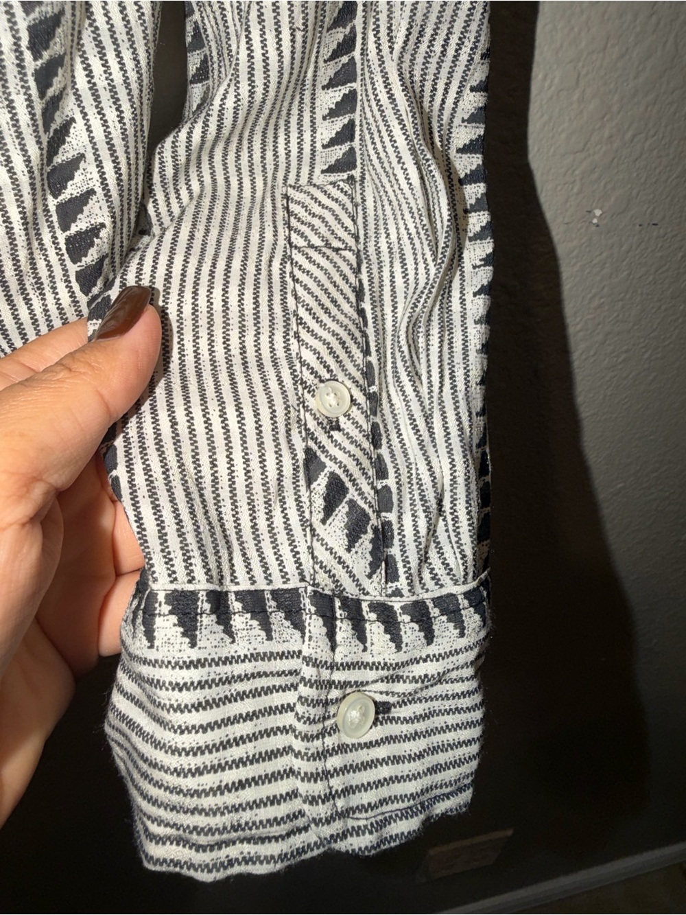 Crew Black & White Striped Ruffle Neck Long Sleeve Blouse Small - Picture 6 of 10